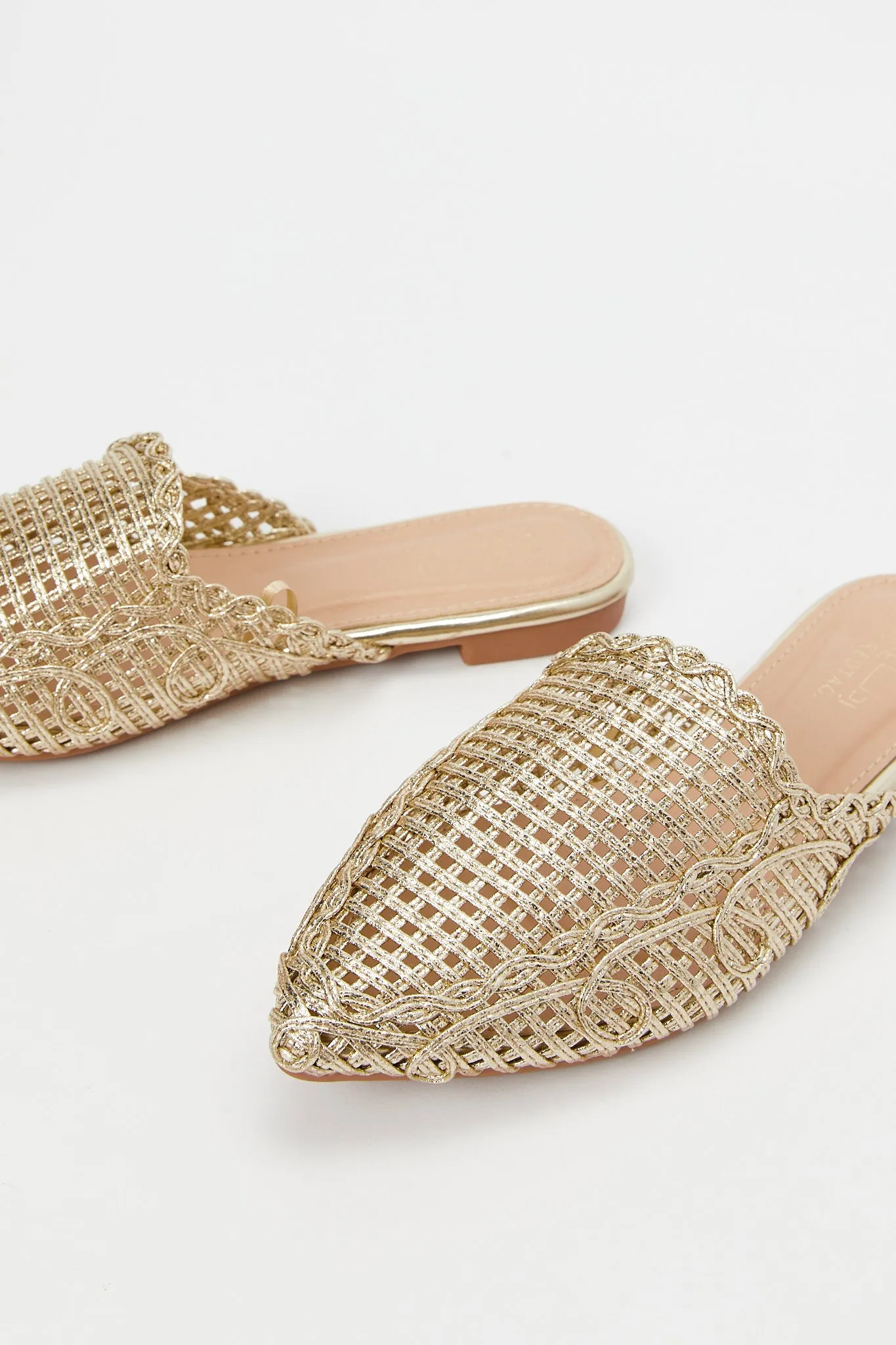 Women Gold Weave Mule