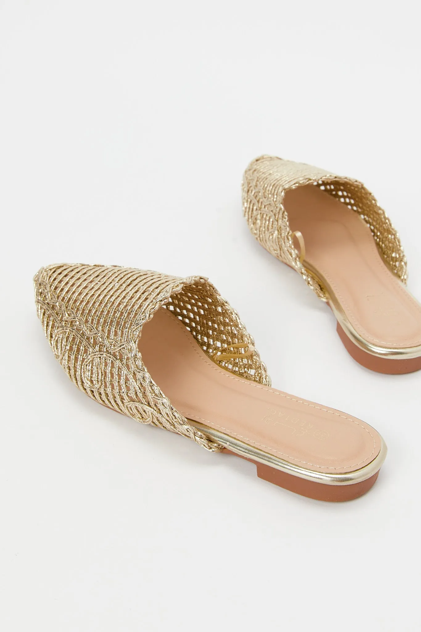 Women Gold Weave Mule