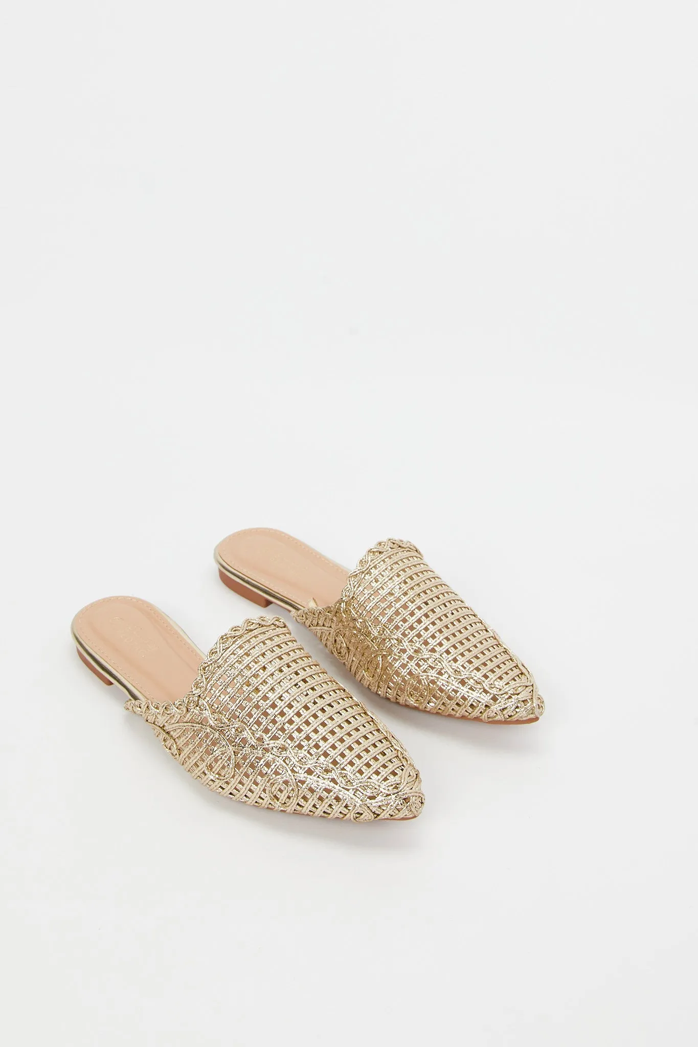 Women Gold Weave Mule