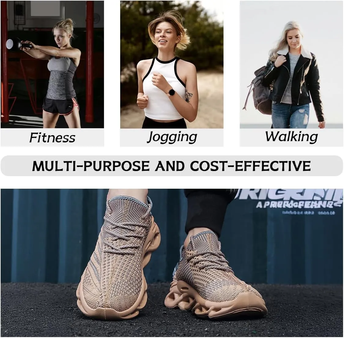Women Running Shoes Slip On Sneakers Breathable Non-Slip Cushioned Sports Shoes for All-Day Comfort Walking Fitness Jogging with Lightweight EVA Elastic Sole