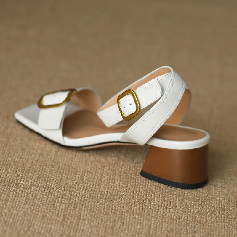 Women's Belt Buckle Flat Sandals