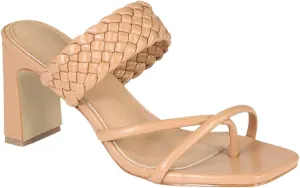 Women's Braided Heeled Sandals Square Toe Block Heel Sandals