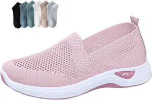 Women's Breathable Mesh Orthopedic Sneakers,Casual Fashion Non-Slip Walking Shoes Comfortable Soft Sole Slip-on Loafers Tennis Shoes