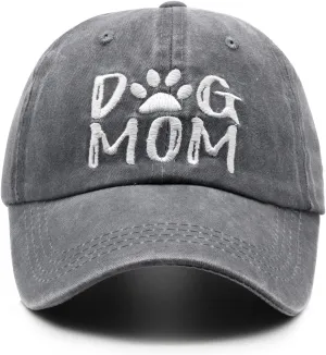 Women's Embroidered Dog Mom Hat Adjustable Denim Baseball Cap