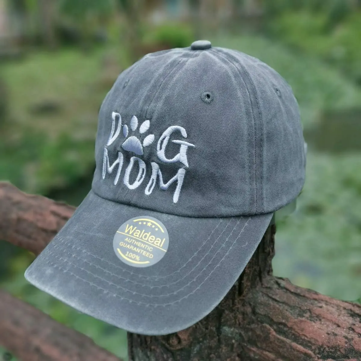 Women's Embroidered Dog Mom Hat Adjustable Denim Baseball Cap