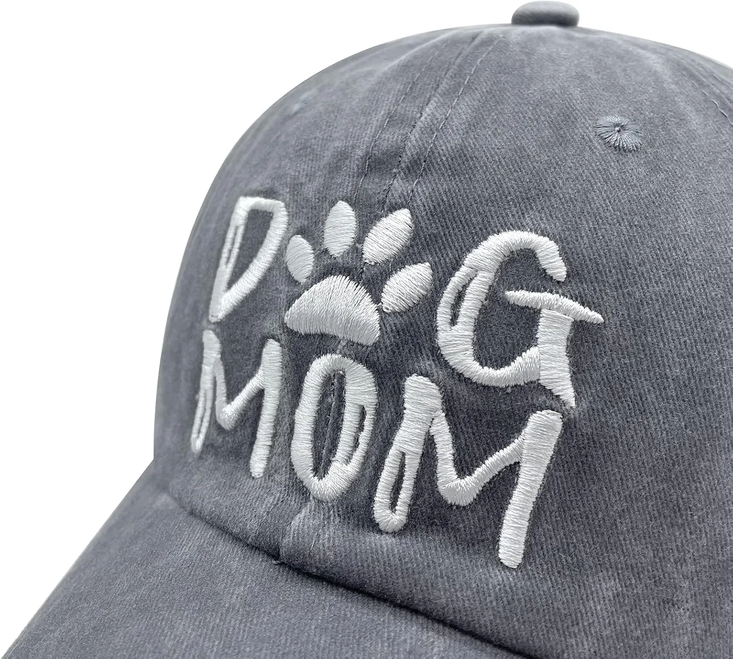 Women's Embroidered Dog Mom Hat Adjustable Denim Baseball Cap
