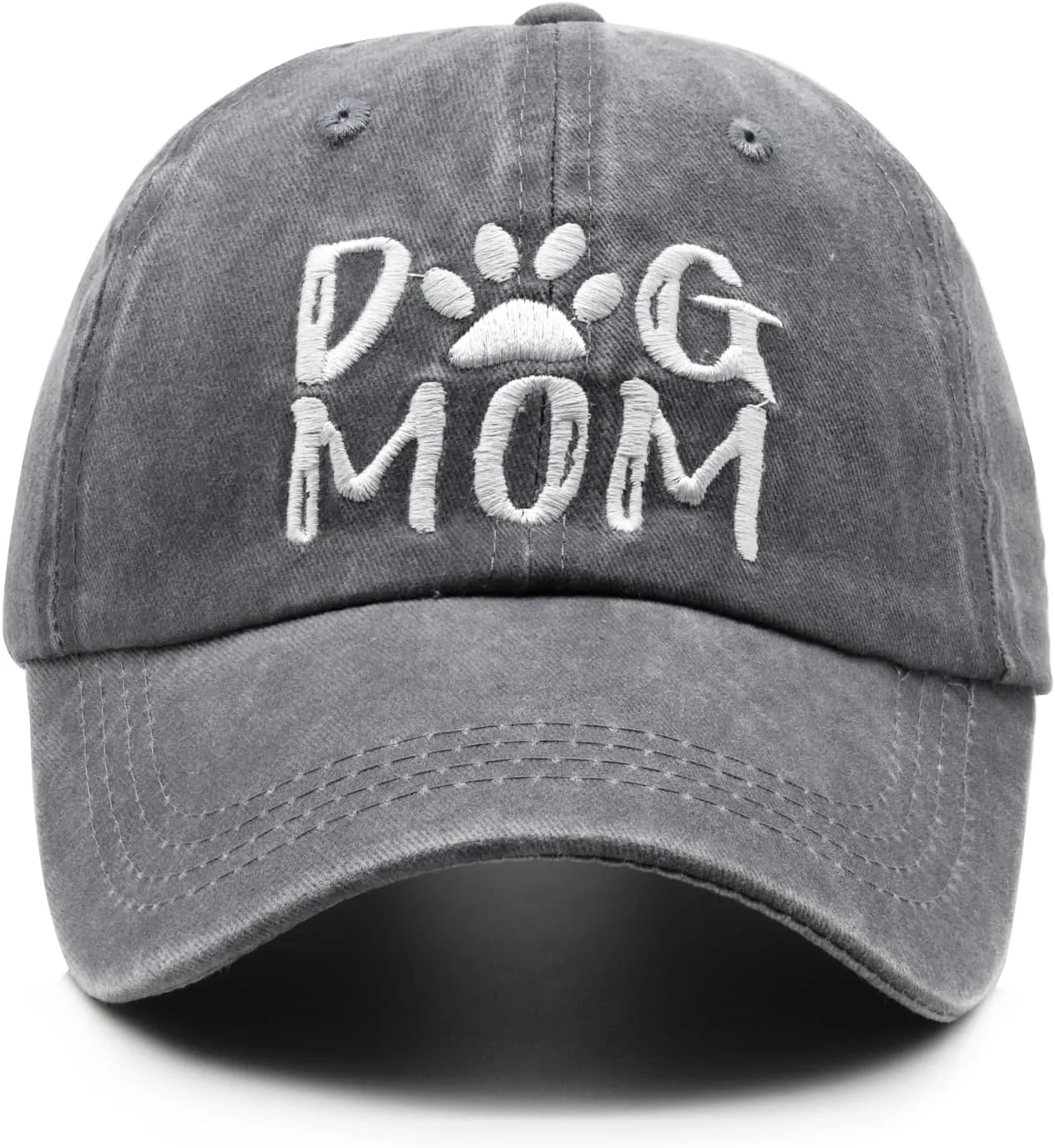 Women's Embroidered Dog Mom Hat Adjustable Denim Baseball Cap
