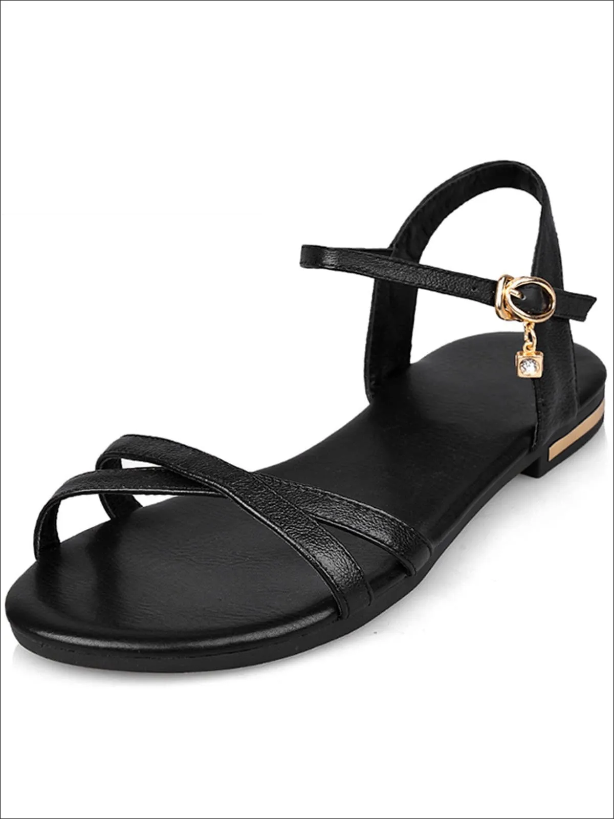 Women's Flat Chic Buckle Strap Sandals By Liv and Mia