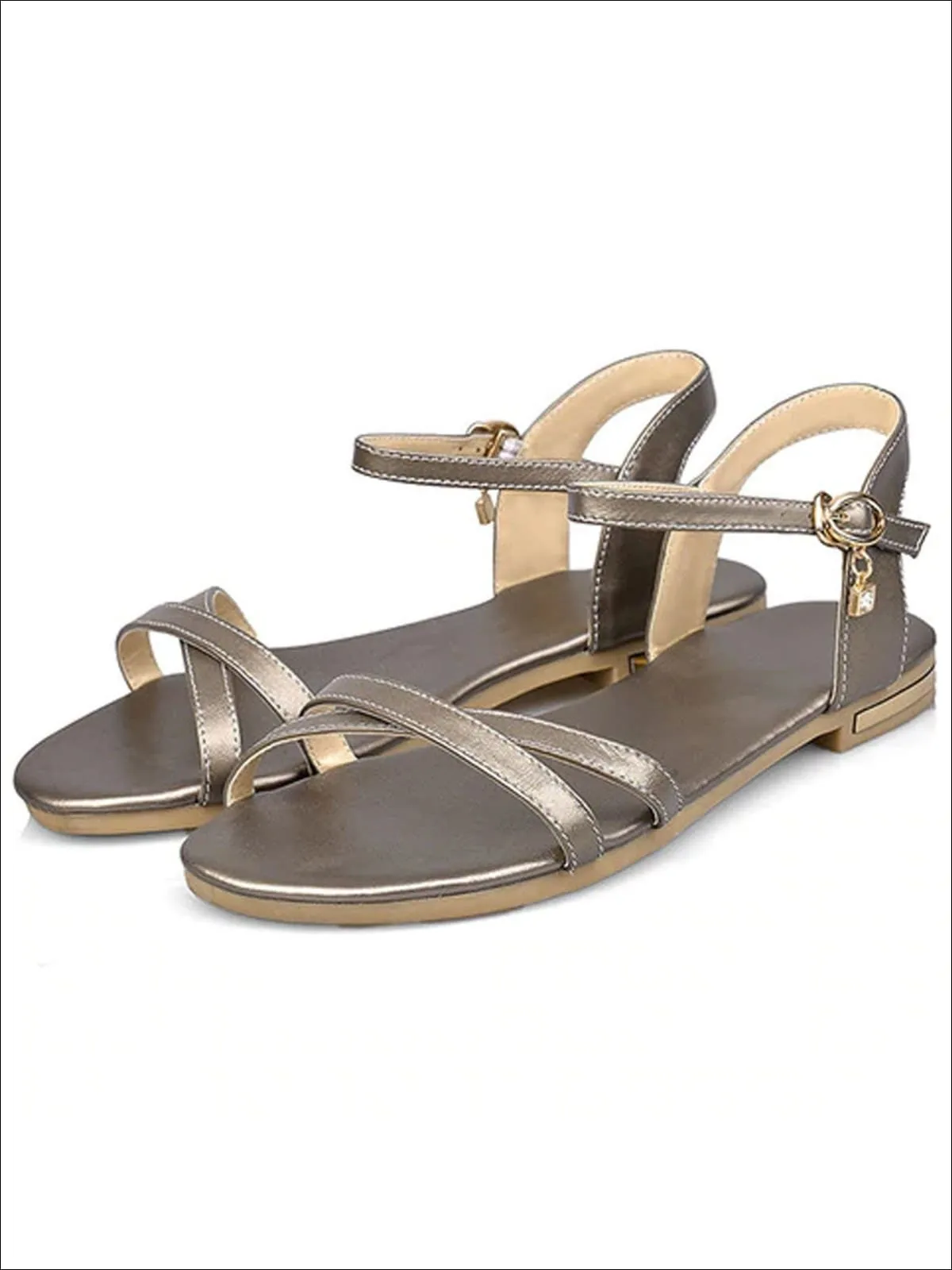 Women's Flat Chic Buckle Strap Sandals By Liv and Mia