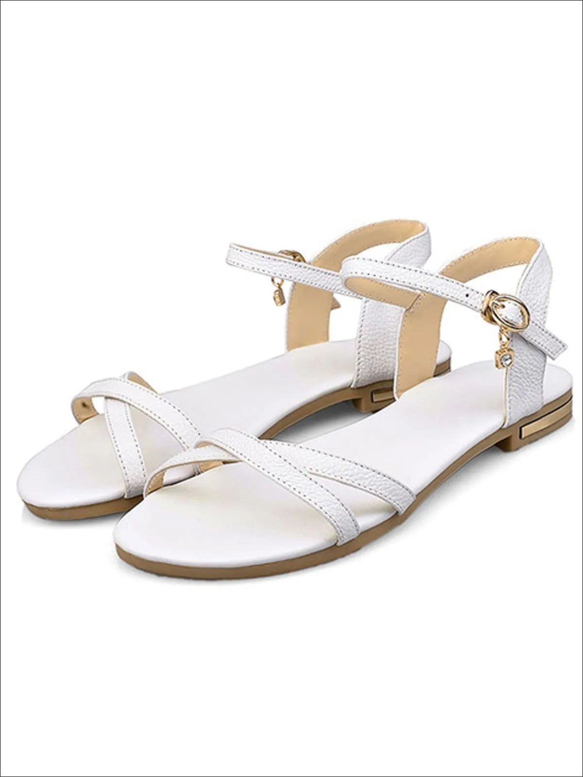 Women's Flat Chic Buckle Strap Sandals By Liv and Mia