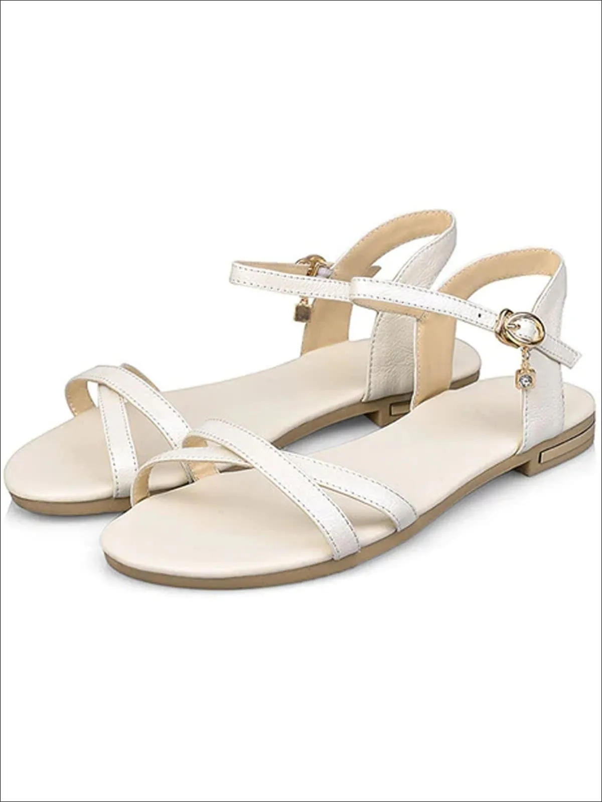Women's Flat Chic Buckle Strap Sandals By Liv and Mia