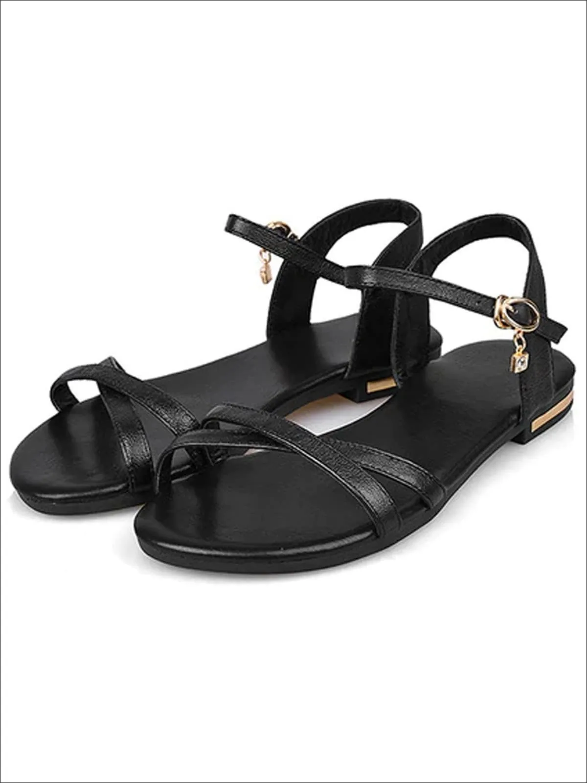 Women's Flat Chic Buckle Strap Sandals By Liv and Mia