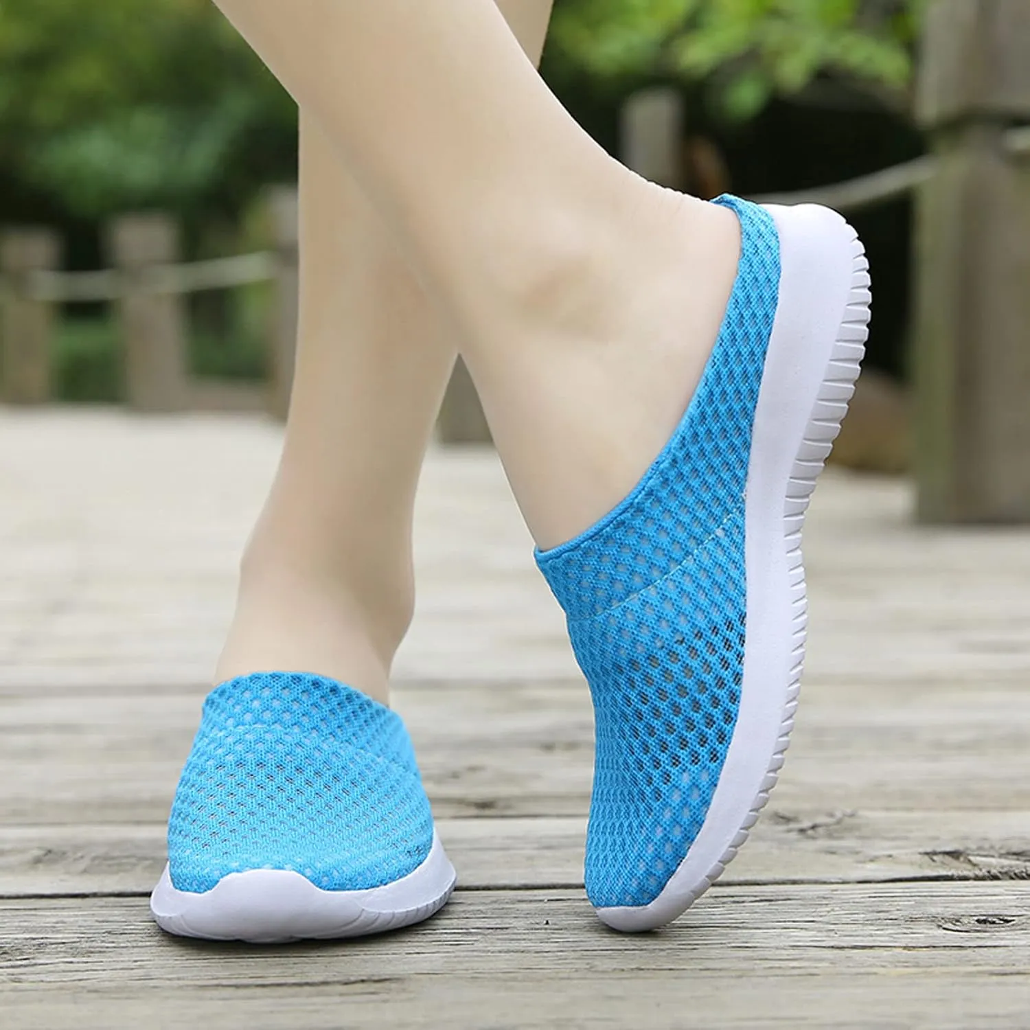 Women's Garden Clogs Shoes Backless Walking Sneakers Mesh Slippers Mules Shoes Casual Slip on Shoes for Women