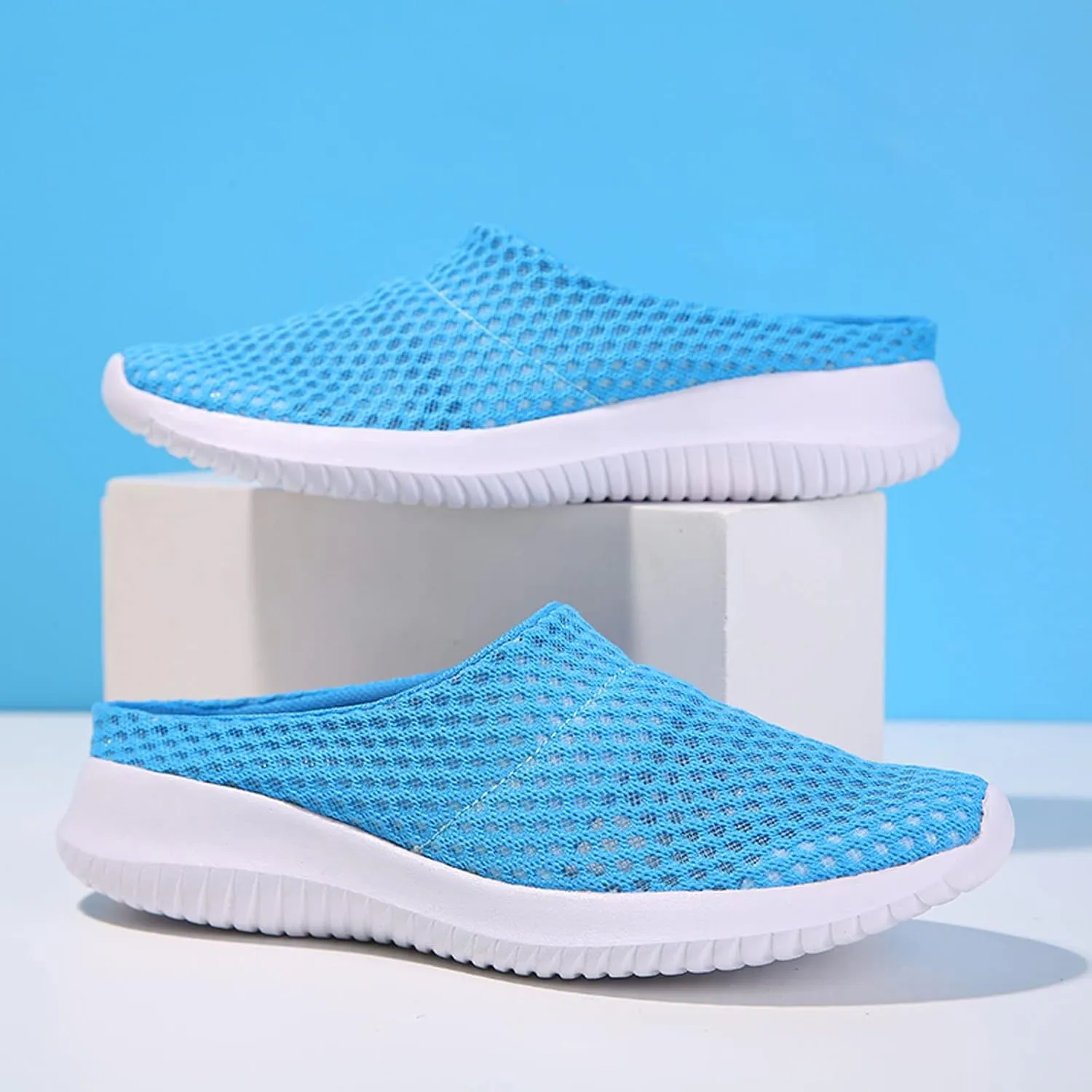 Women's Garden Clogs Shoes Backless Walking Sneakers Mesh Slippers Mules Shoes Casual Slip on Shoes for Women