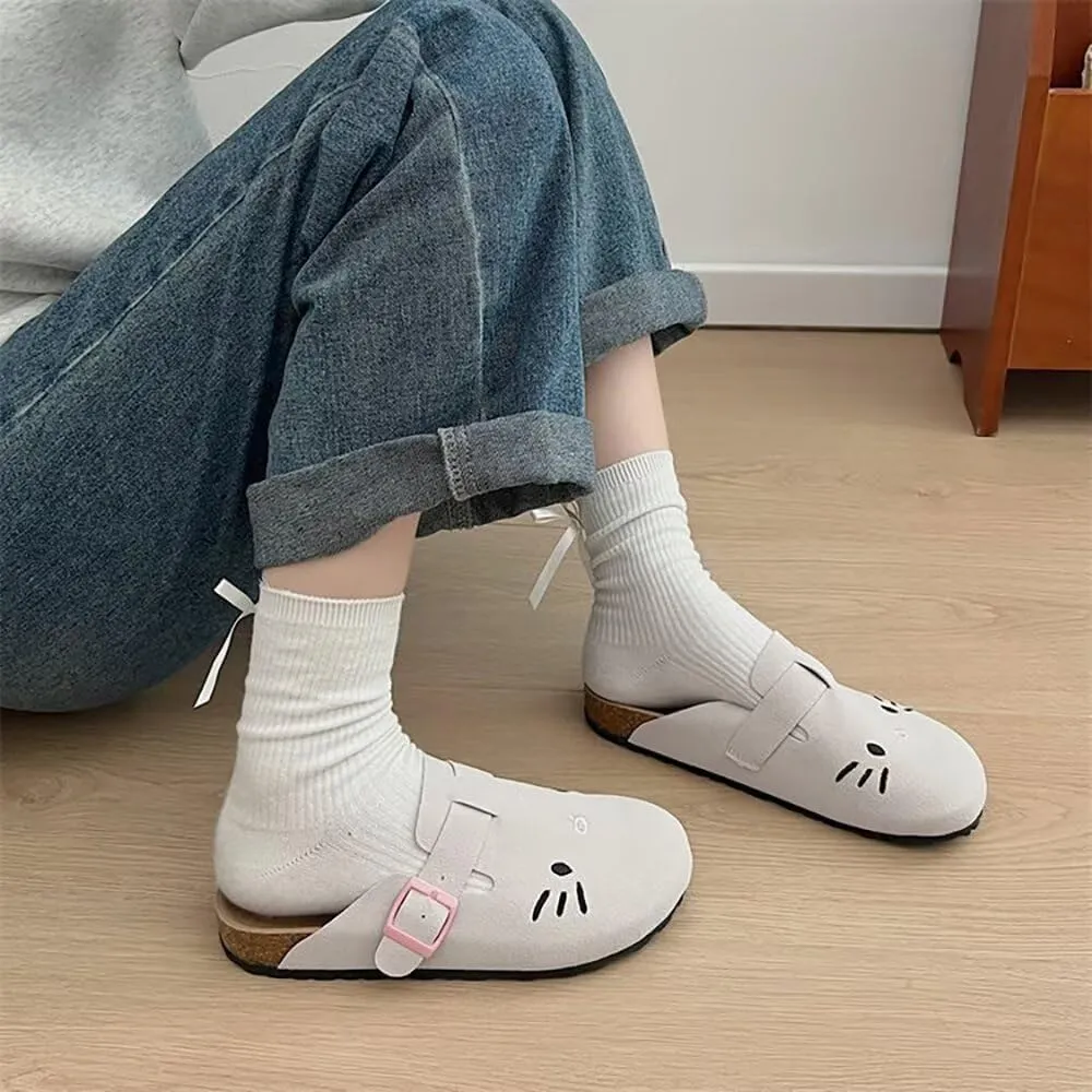 Women's Genuine Suede & Leather Mule Slippers | Slip-On Buckle Clogs with Soft Natural Rubber Cork Footbed Comfort Arch Support Cute Potato Shoes for Women