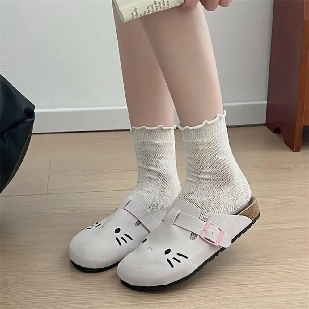 Women's Genuine Suede & Leather Mule Slippers | Slip-On Buckle Clogs with Soft Natural Rubber Cork Footbed Comfort Arch Support Cute Potato Shoes for Women