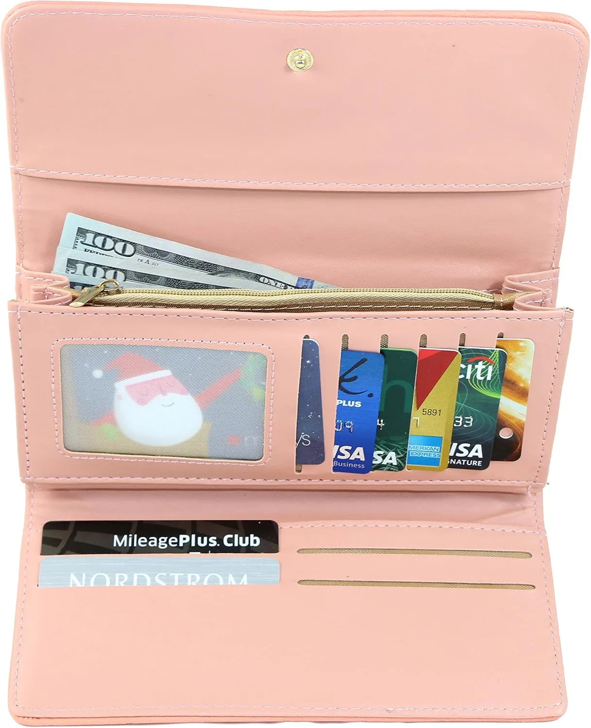 Women's Gold Leather Band Watch & Matching Tri-Fold Wallet Set
