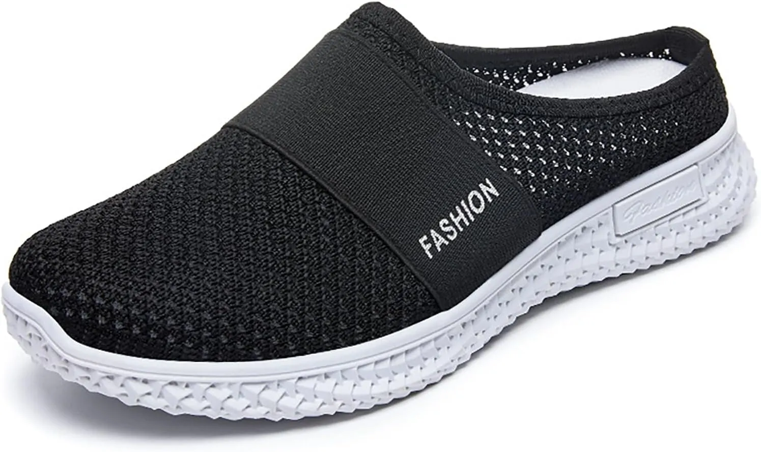 Women's Knitted Mesh Flat Mules,Fashion Backless Breathable Mesh Fabric Non-Slip Soft Soles Comfort Slip-on Outdoor Walking Sneakers Slippers