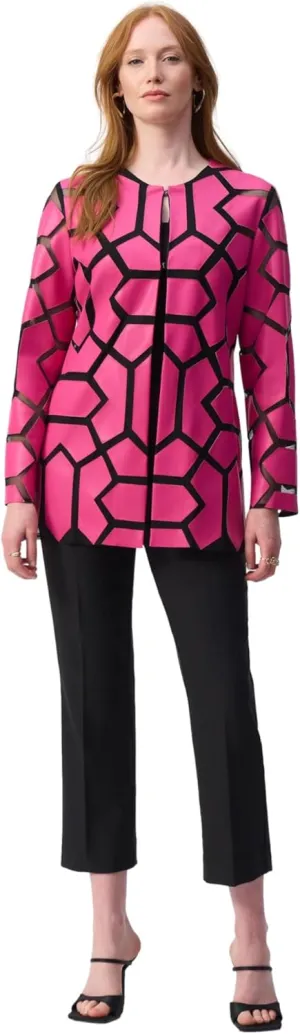 Women's Laser-Cut Leatherette on Mesh Jacket
