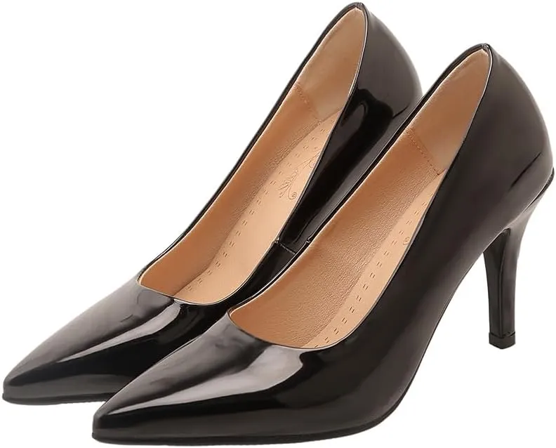 Women's Men's Pointed Toe Mid Heel Plus Size Slip On Wedding Dress Pumps Shoes