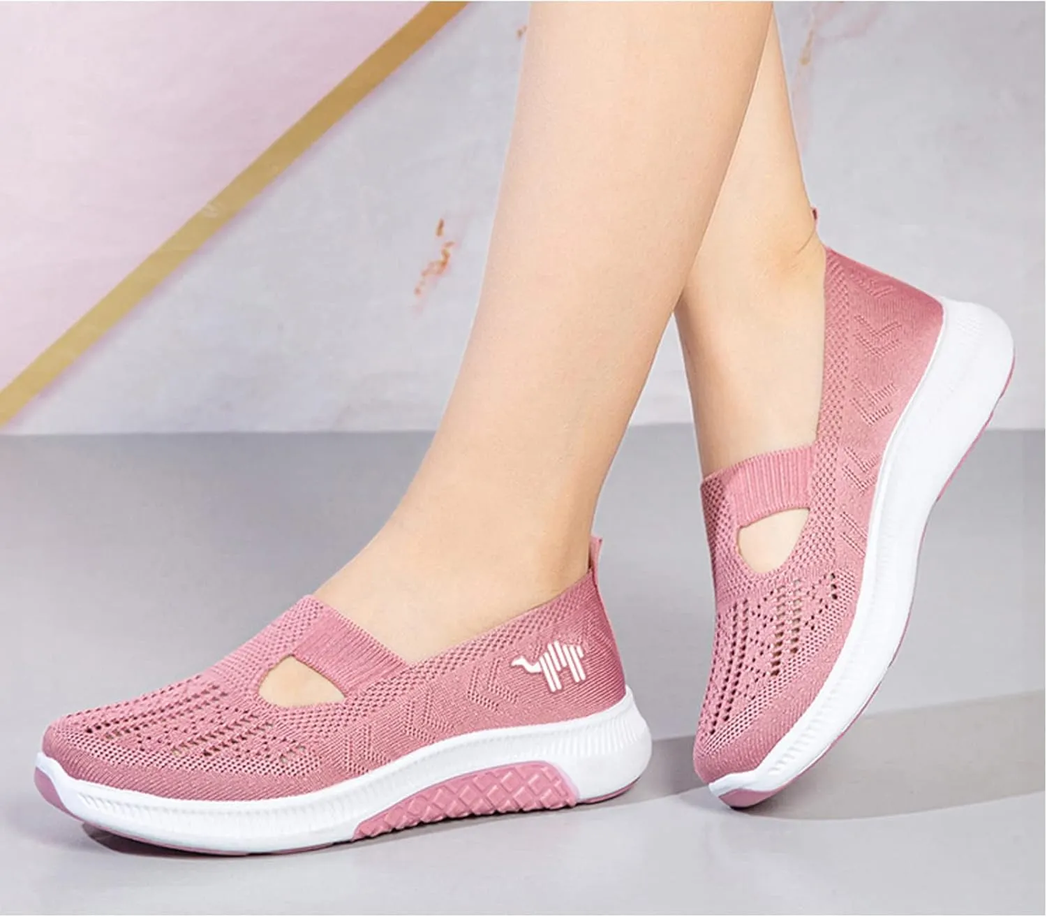 Women's Mesh Breathable Flat Walking Shoes,Soft Sole Anti-Slip Casual Sneakers,Slip On Lightweight Comfortable Loafers