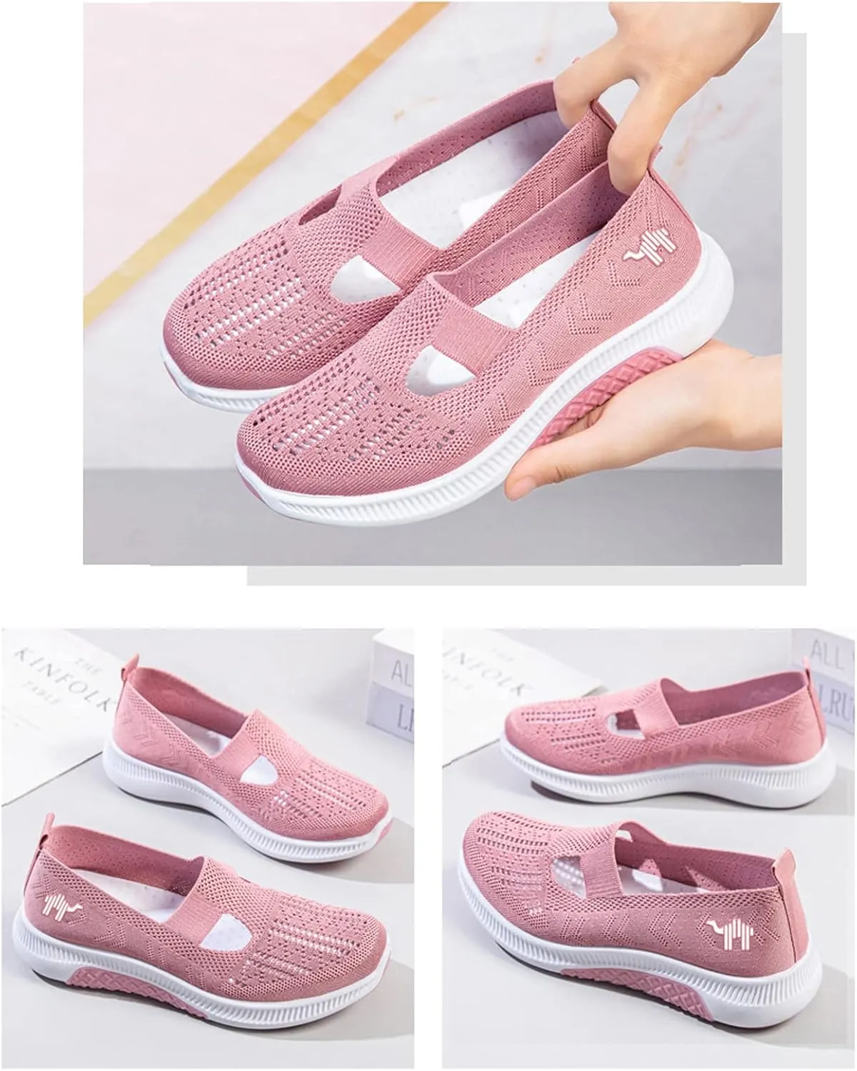 Women's Mesh Breathable Flat Walking Shoes,Soft Sole Anti-Slip Casual Sneakers,Slip On Lightweight Comfortable Loafers