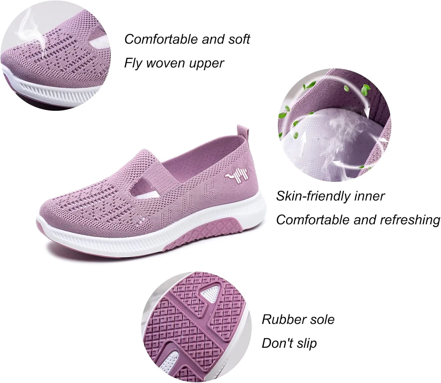 Women's Mesh Breathable Flat Walking Shoes,Soft Sole Anti-Slip Casual Sneakers,Slip On Lightweight Comfortable Loafers