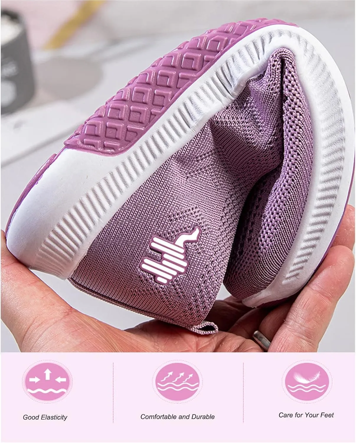 Women's Mesh Breathable Flat Walking Shoes,Soft Sole Anti-Slip Casual Sneakers,Slip On Lightweight Comfortable Loafers