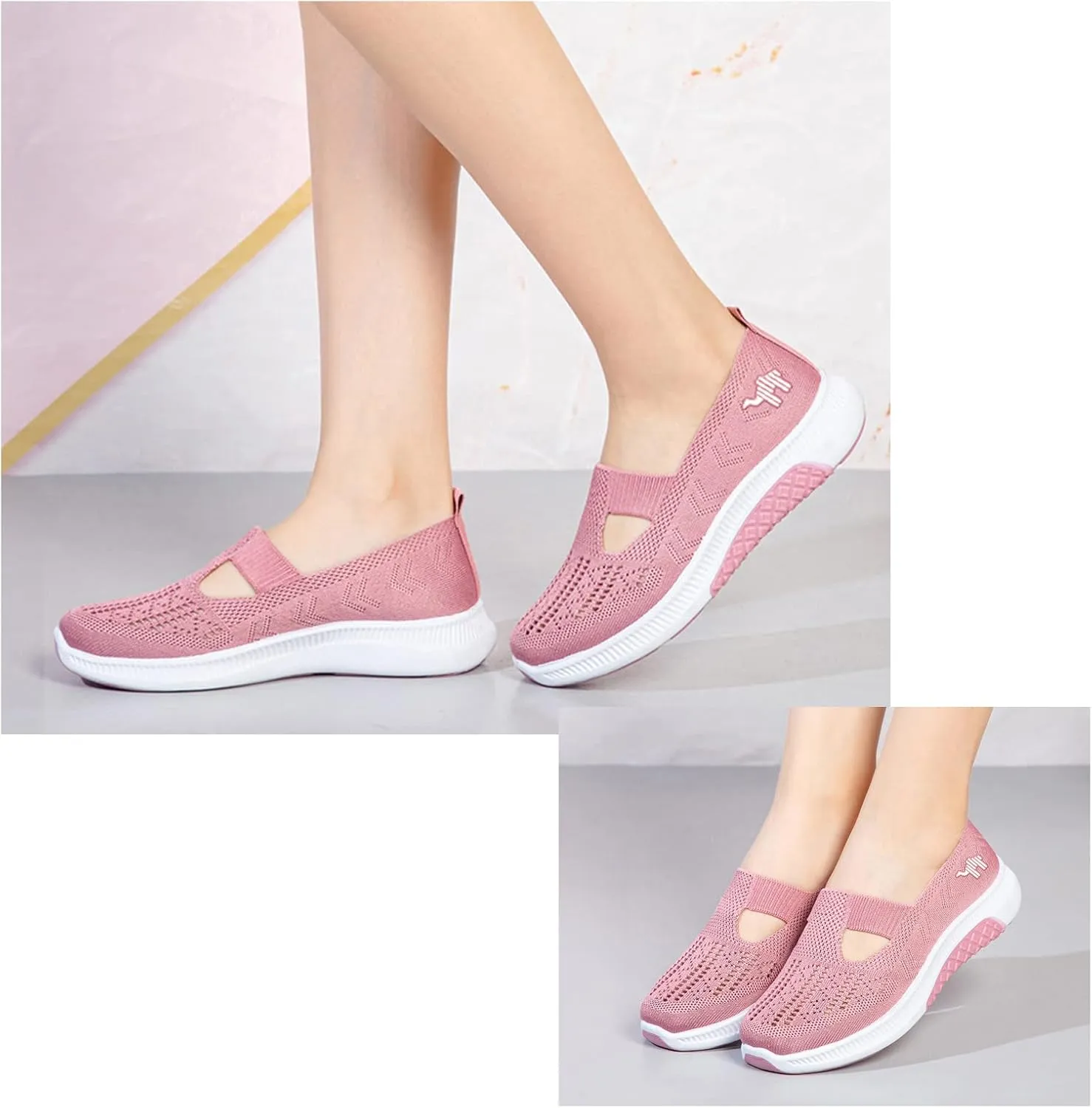 Women's Mesh Breathable Flat Walking Shoes,Soft Sole Anti-Slip Casual Sneakers,Slip On Lightweight Comfortable Loafers