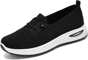 Women's Mesh Knitted Slip-On Casual Loafers,Lightweight Breathable Non-Slip Lace Up Soft Sole Orthopedic Sneakers,for Comfort Driving Walking Shoes