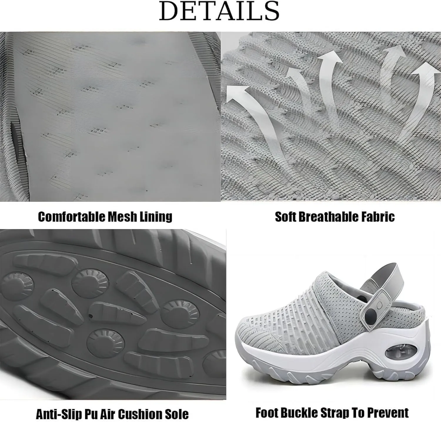 Women's Orthopedic Clogs with Air Cushion Support Mesh Shoes Slip-On Slippers for Women