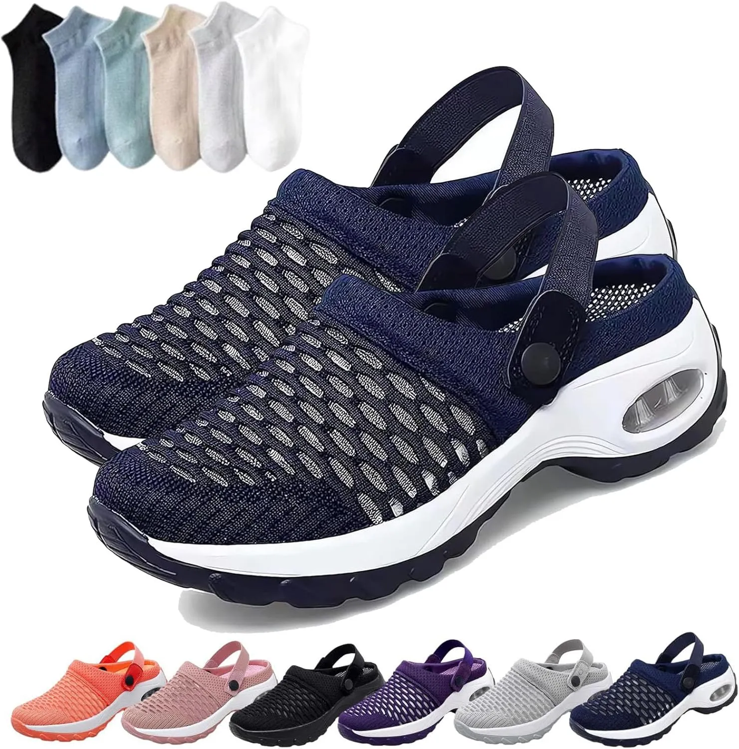 Women's Orthopedic Clogs with Air Cushion Support Mesh Shoes Slip-On Slippers for Women
