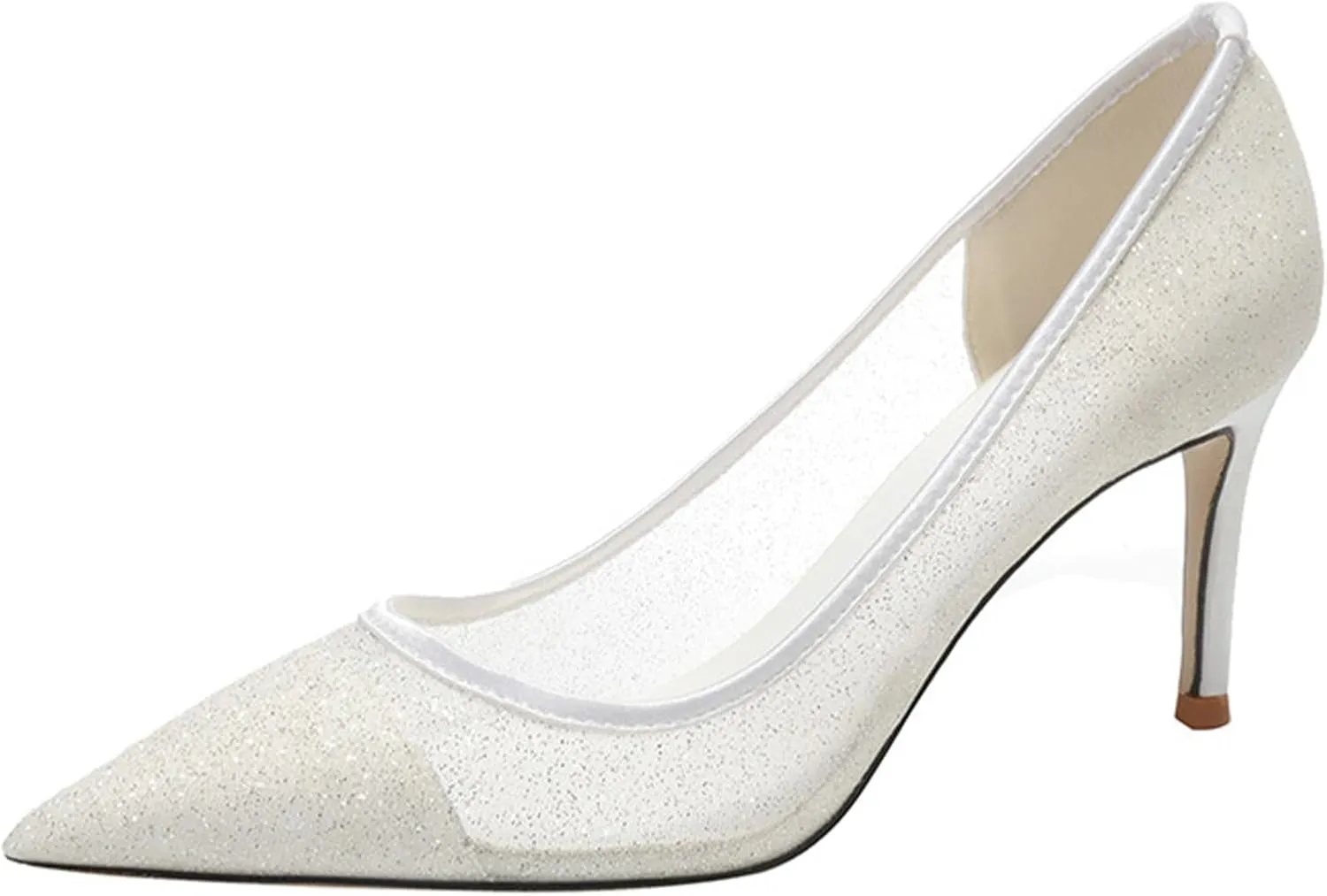 Women's Sexy Mesh Stiletto Heels Pointed Toe Slip-On Pumps Breathable Non-Slip High Heels for Party Prom Wedding and Summer Events