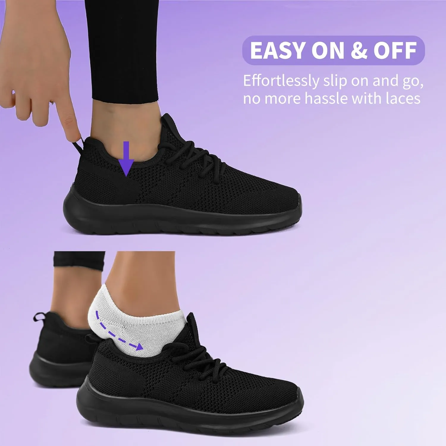 Women's Slip On Walking Shoes Non Slip Running Tennis Shoes Lightweight Breathable Athletic Gym Workout Cross Training Sneakers