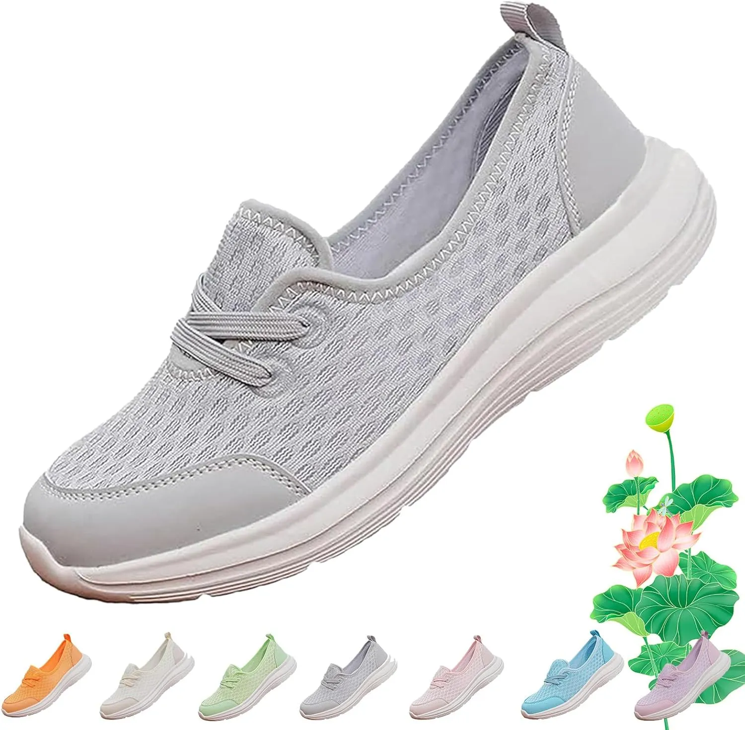 Women's Soft Sole Mesh Comfort Orthopedic Shoes, 2024 New Low-top Women Arch Support Walking Shoes, Casual Slip-on Shoes