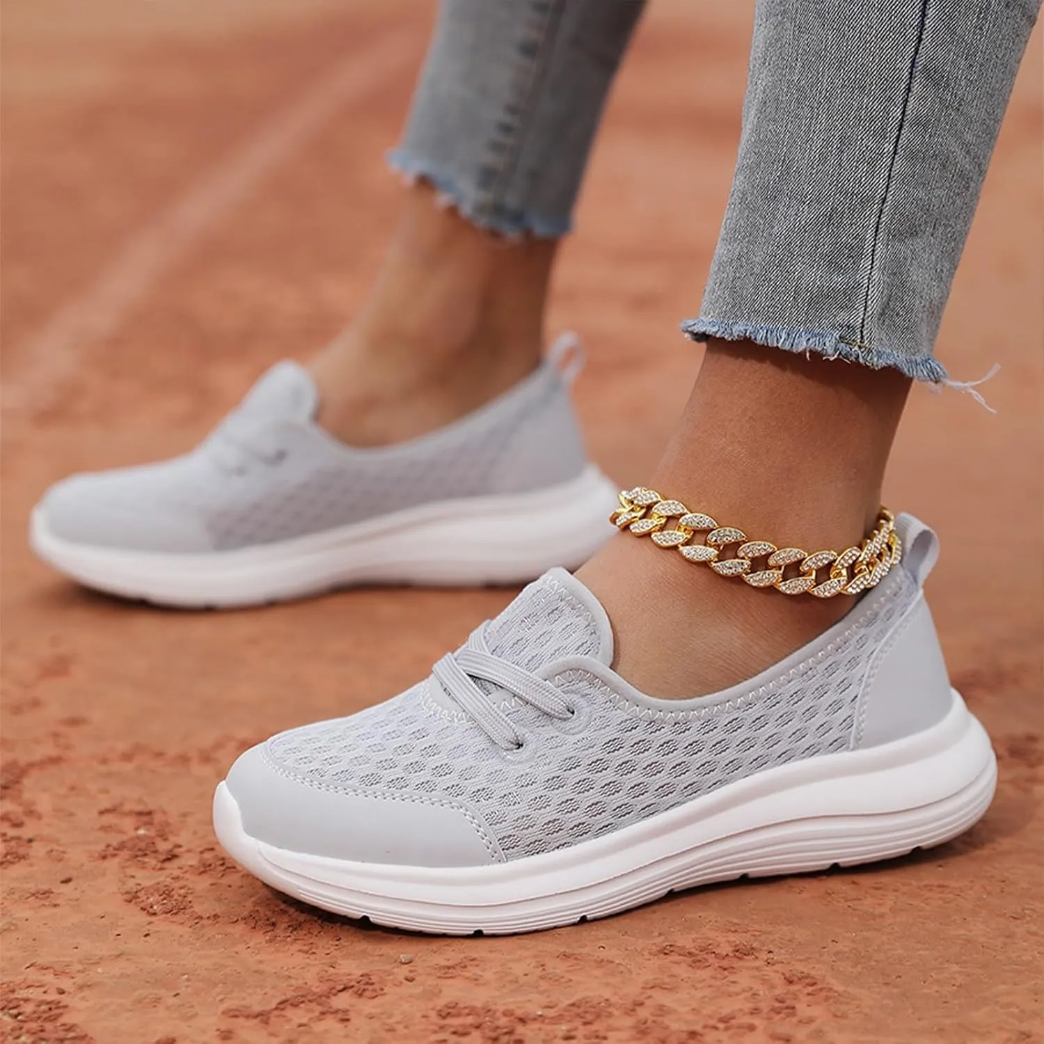 Women's Soft Sole Mesh Comfort Orthopedic Shoes, 2024 New Low-top Women Arch Support Walking Shoes, Casual Slip-on Shoes