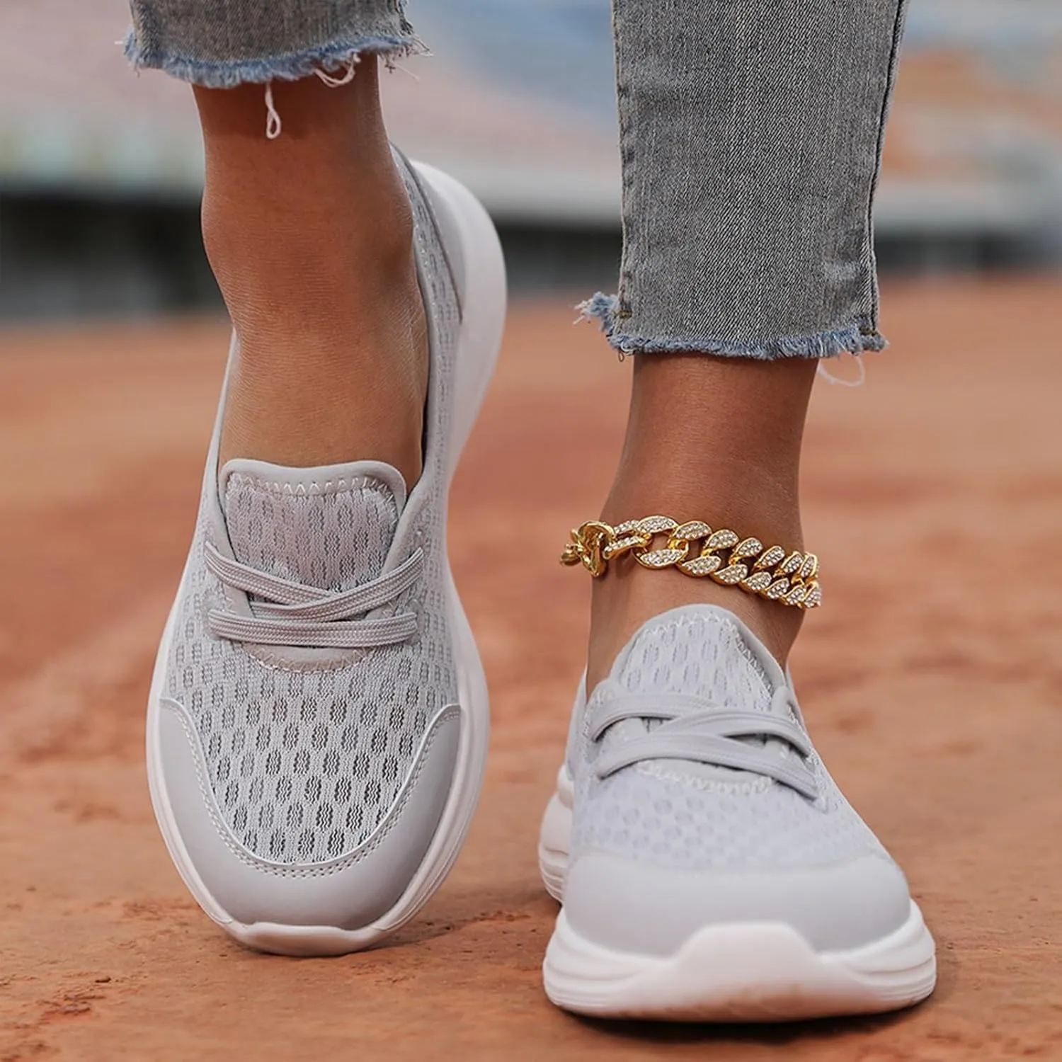 Women's Soft Sole Mesh Comfort Orthopedic Shoes, 2024 New Low-top Women Arch Support Walking Shoes, Casual Slip-on Shoes