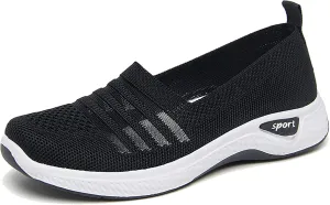 Women's Walking Shoes Comfortable Mesh Slip On Easy Sneakers Casual Sports Shoes Knit Flats Lightweight Breathable Running Shoes