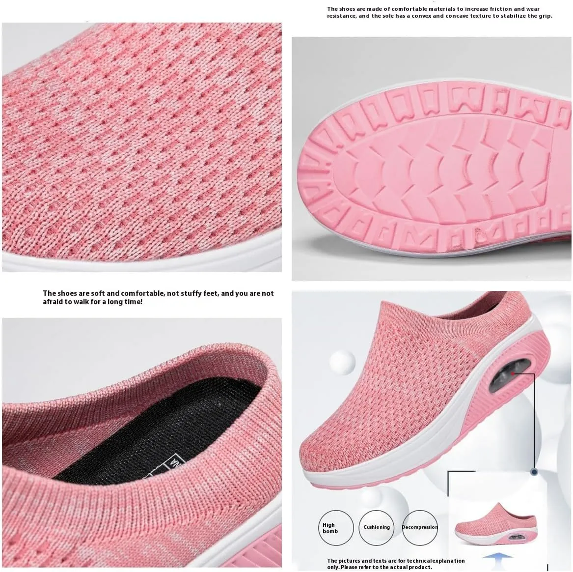 Womens Walking Shoes Sock Casual Ladies Fashion Sneakers Comfortable Slip on Air Cushion Platform Women's Footwear