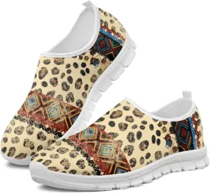 Womens Walking Shoes Tribal Animals Print Men Breathe Mesh Running Shoes Sock Sneakers Slip On Fashion Non Slip Tennis Sneakers