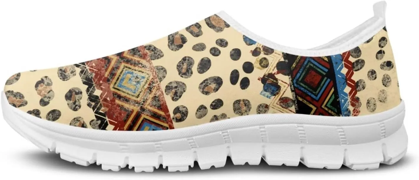 Womens Walking Shoes Tribal Animals Print Men Breathe Mesh Running Shoes Sock Sneakers Slip On Fashion Non Slip Tennis Sneakers