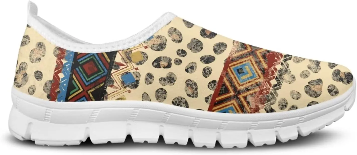 Womens Walking Shoes Tribal Animals Print Men Breathe Mesh Running Shoes Sock Sneakers Slip On Fashion Non Slip Tennis Sneakers