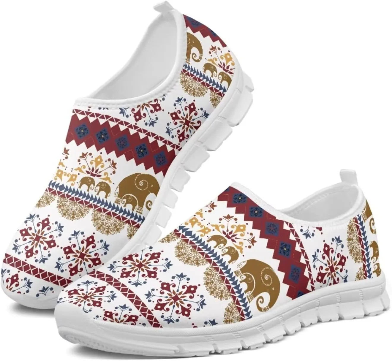 Womens Walking Shoes Tribal Animals Print Men Breathe Mesh Running Shoes Sock Sneakers Slip On Fashion Non Slip Tennis Sneakers