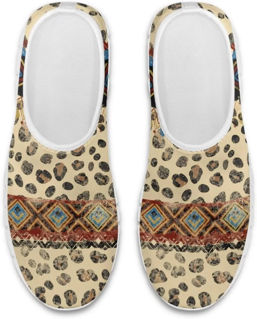 Womens Walking Shoes Tribal Animals Print Men Breathe Mesh Running Shoes Sock Sneakers Slip On Fashion Non Slip Tennis Sneakers