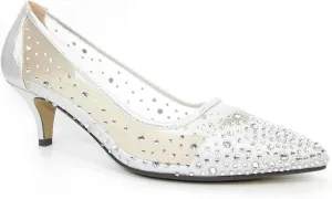 Womens/Ladies Alisha Faux Gemstone Court Shoes (9) (Silver)
