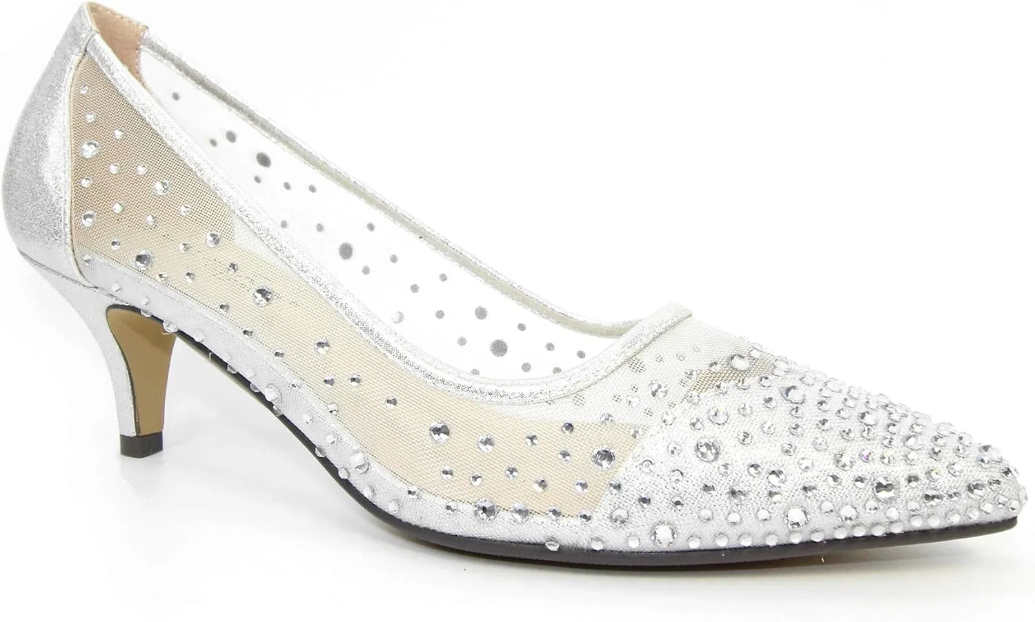Womens/Ladies Alisha Faux Gemstone Court Shoes (9) (Silver)