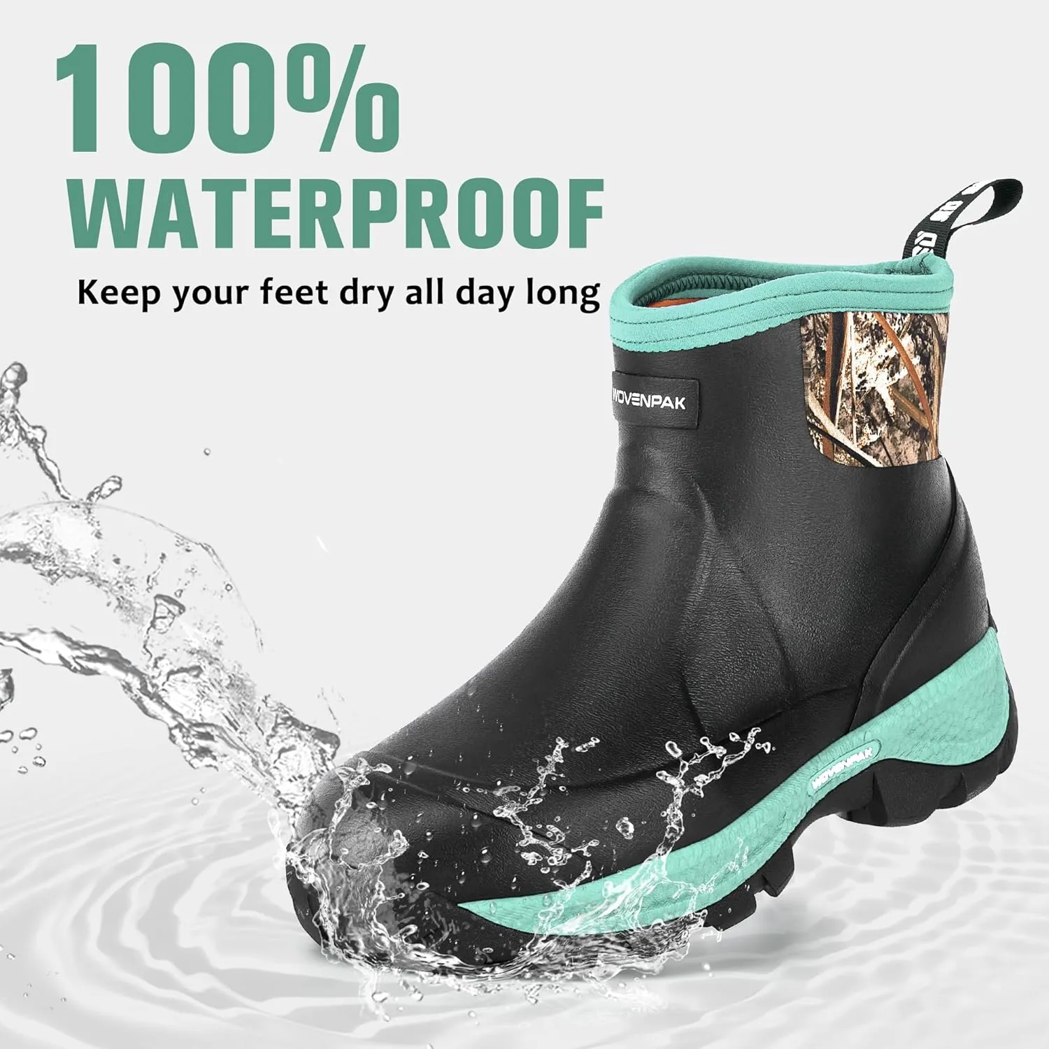 WOVENPAK Ankle Boots for Women, Rubber Rain Boots Waterproof Women, Ankle Garden Mud Boots Shoes, Rubber Boots for Women Insulated Lightweight Short Boots for Outdoor, Garden, Yard Work, Size 6-11