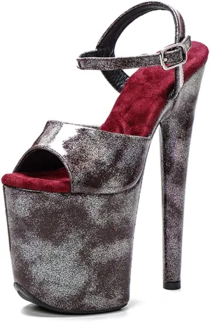 WUXIN H&P Women's Exotic Pole Dance Ankle-Strap Sandal 8 Inch Spotted Glitter Nebula Round Toe Platform Fashion Model Sexy Stiletto Custom Dress shoes High Heel