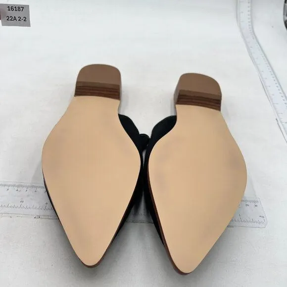 XYD Black Suede Pointed Toe Mule Slip On Backless Dress Sandal Slides Shoe