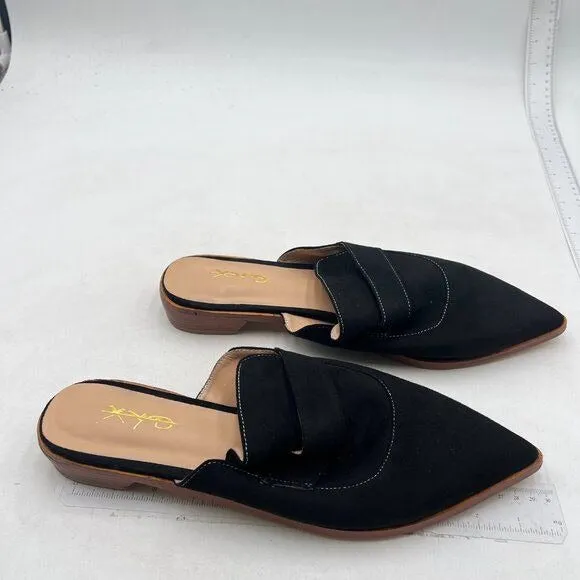 XYD Black Suede Pointed Toe Mule Slip On Backless Dress Sandal Slides Shoe